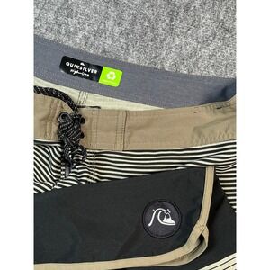 Quiksilver Highline Mens Swim Trunks‎ Board Shorts Size 33 Striped Black